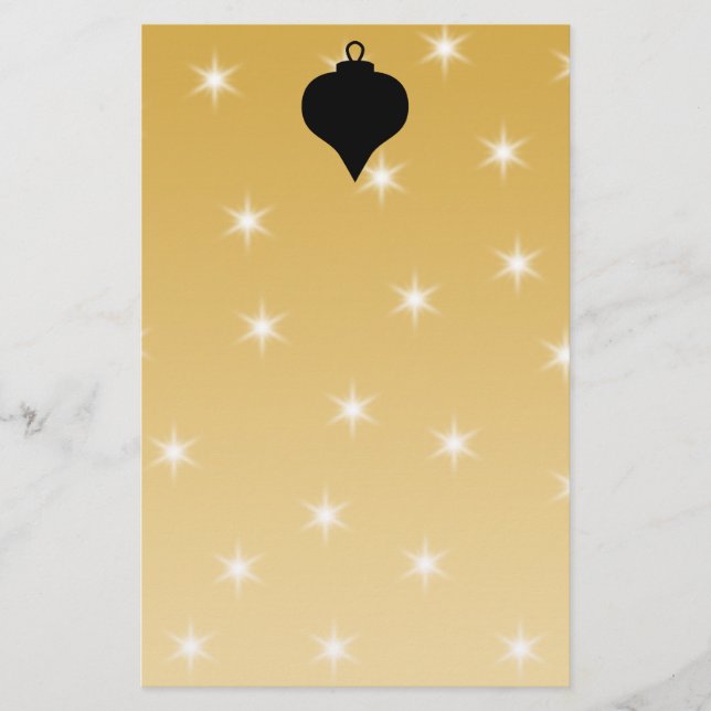 Schwarz-und Goldfarbweihnachtsentwurf Briefpapier (Vorderseite)