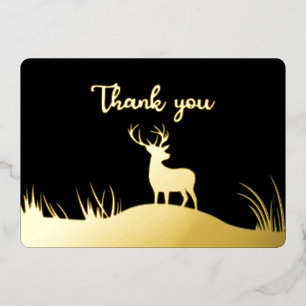 Schwarz und Goldhirsch Minimalistisches Gedenkbegr Folieneinladung