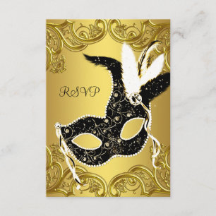 Schwarz-und Goldmaskerade-Party UAWG RSVP Karte
