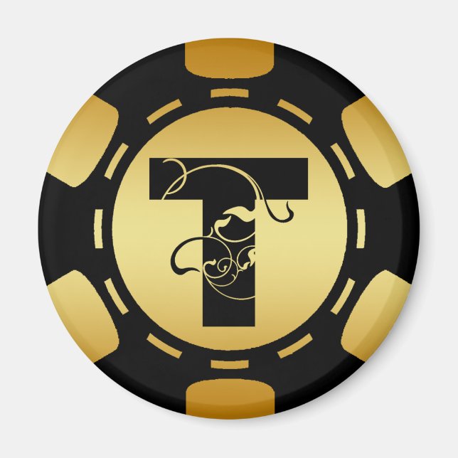 SCHWARZ- UND GOLDMONOGRAMM SCHREIBEN AUF POKER CHI MAGNET (Vorne)