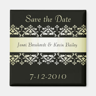 Schwarz- und GoldSave the Date Magnet