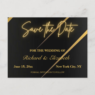Schwarz- und Goldstreifen Save the Date Postkarte