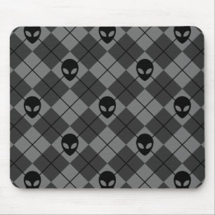 Schwarz und Grau Alien Argyle-Muster Mousepad