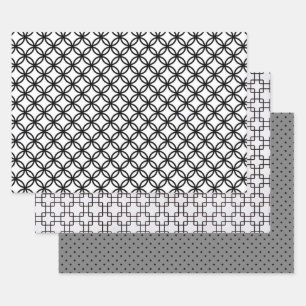 Schwarz und Grau Bastelpapier zum Einwickeln Geschenkpapier Set
