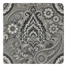 Schwarz und Grau Floral Paisley Elegance