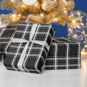 Schwarz und Grau Kariert Geschenkpapier