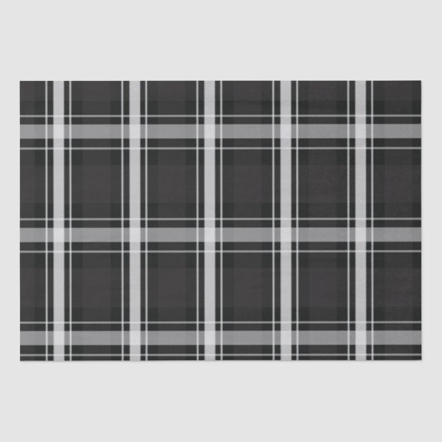 Schwarz und Grau Kariert Seidenpapier (Vorderseite)