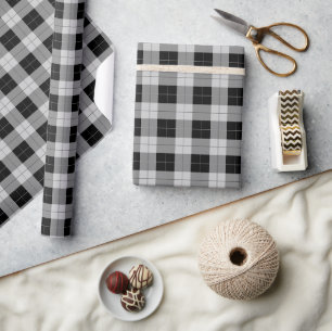 Schwarz und Grau kariertes Picknick-Plaid Geschenkpapier