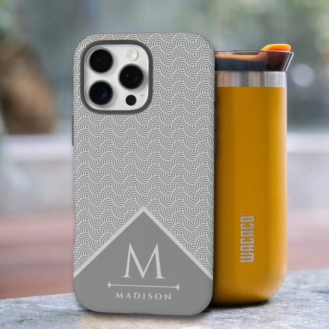 Schwarz und Grau Moderne geometrische, gewellte Li Case-Mate iPhone Hülle (Von Creator hochgeladen)