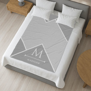Schwarz und Grau Moderne geometrische, gewellte Li Fleecedecke