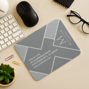 Schwarz und Grau Moderne geometrische, gewellte Li Mousepad