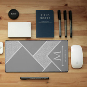 Schwarz und Grau Moderne geometrische, gewellte Li Schreibtischunterlage