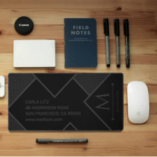 Schwarz und Grau Moderne geometrische, gewellte Li Schreibtischunterlage