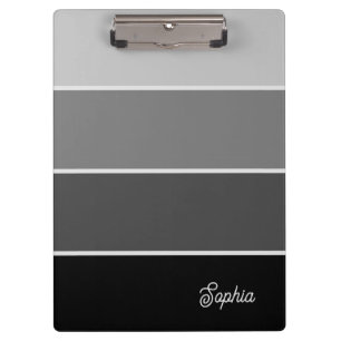 Schwarz und Grau Ombre Stripes with Script Klemmbrett