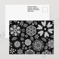Schwarz und Grau Retro florale Kunst Nahtloses Mus