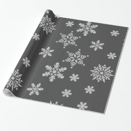 Schwarz und Grau Snowflake Urlaub Geschenkpapier