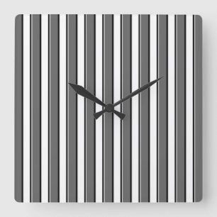 Schwarz und Grau Stripes Wanduhr