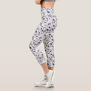 Schwarz und Grau Terrazzo Abstrakt Capri Leggings