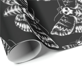 Schwarz und Grau Tote Kopf Hawk Moth Skull Gothic Geschenkpapier