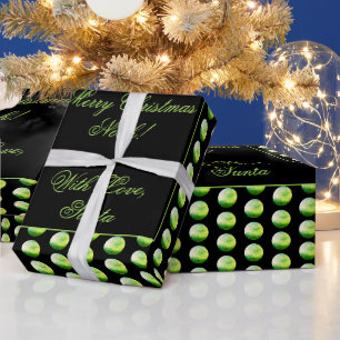 Schwarz und Grün Polka Dots Muster Eleganter Chic Geschenkpapier