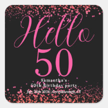 Schwarz- und Hot-Pink-Faux-Glitter-50. Geburtstag