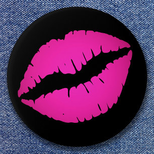 Schwarz und Hot Pink Ombre Kiss Button