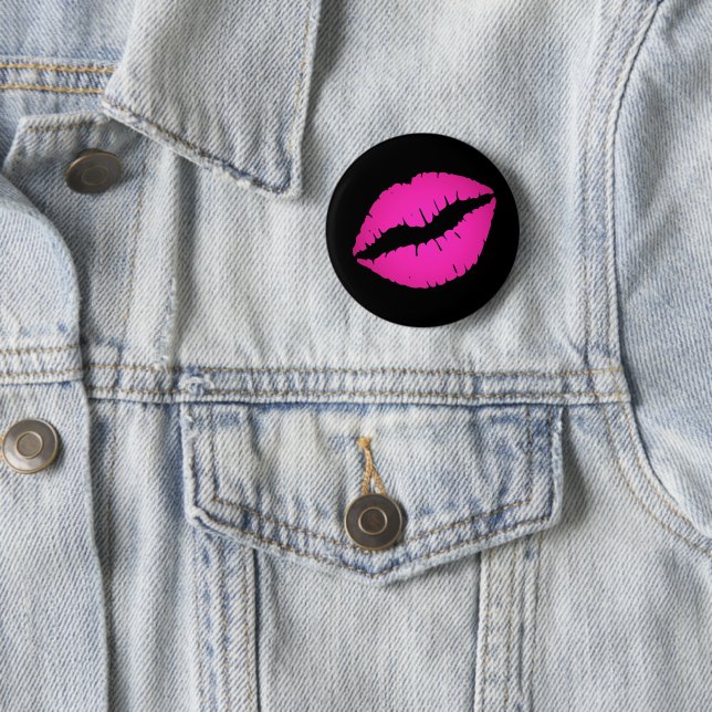 Schwarz und Hot Pink Ombre Lipstick Kiss Button (Beispiel)