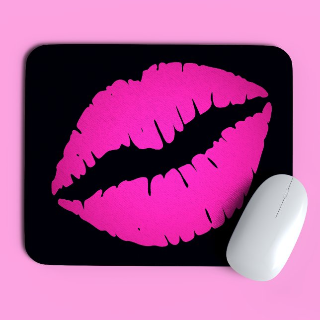 Schwarz und Hot Pink Ombre Lipstick Kiss Mousepad (Von Creator hochgeladen)