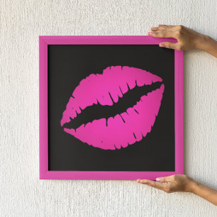 Schwarz und Hot Pink Ombre Lipstick Kiss Poster