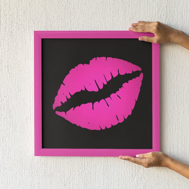 Schwarz und Hot Pink Ombre Lipstick Kiss Poster (Von Creator hochgeladen)
