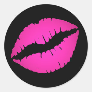 Schwarz und Hot Pink Ombre Lipstick Kiss Runder Aufkleber