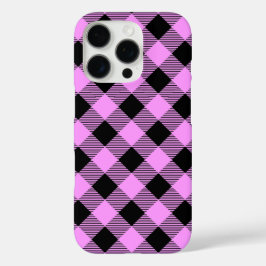 Schwarz und Korallen Kariert iPhone 16 Pro Hülle