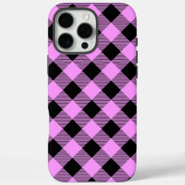 Schwarz und Korallen Kariert iPhone 16 Pro Max Hülle
