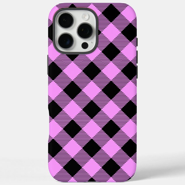 Schwarz und Korallen Kariert Case-Mate iPhone Hülle (Rückseite)
