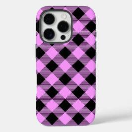 Schwarz und Korallen Kariert iPhone 16 Pro Hülle