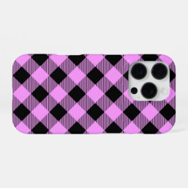 Schwarz und Korallen Kariert iPhone 16 Pro Hülle
