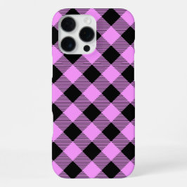 Schwarz und Korallen Kariert iPhone 16 Pro Max Hülle