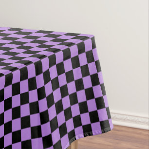 Schwarz und Lavendel Lila Kariert Tischdecke