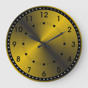 Schwarz und lebendiges Gold Große Wanduhr