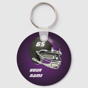 Schwarz und Lila Fußballhelm Schlüsselanhänger