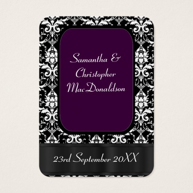 Schwarz und lila Gastgeschenk Hochzeit danke (Vorderseite)