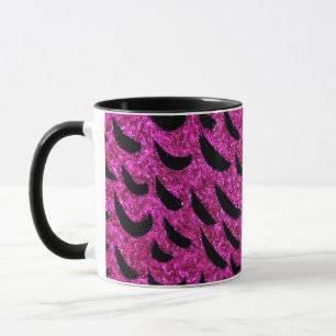 Schwarz und Lila Glitzer Tierische Druckmuster Tasse