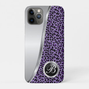 Schwarz und Lila Leopard   Monogramm Case-Mate iPhone Hülle