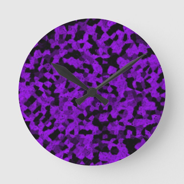 Schwarz und Lila Runde Wanduhr (Vorderseite)