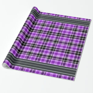 Schwarz und Lila - Tartan Geschenkpapier