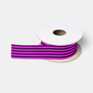 Schwarz und Magenta Rosa Streifen Satinband
