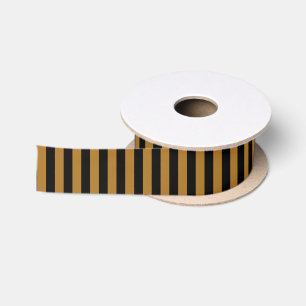 Schwarz und Matte Gold Streifen Satinband