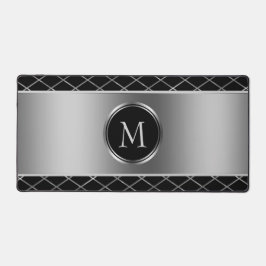Schwarz und Metallisches Silber Schreibtischunterlage