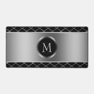 Schwarz und Metallisches Silber Schreibtischunterlage