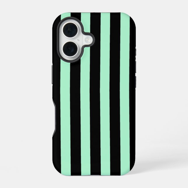 Schwarz und Mintgrün iPhone 16 Hülle (Rückseite)
